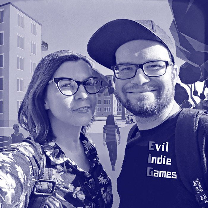 Zdjęcie członków kolektywu Evil Indie Games - Natali Stalewskiej i Michała Stalewskiego | Photo of members of the Evil Indie Games collective - Natalia Stalewska i Michał Stalewski